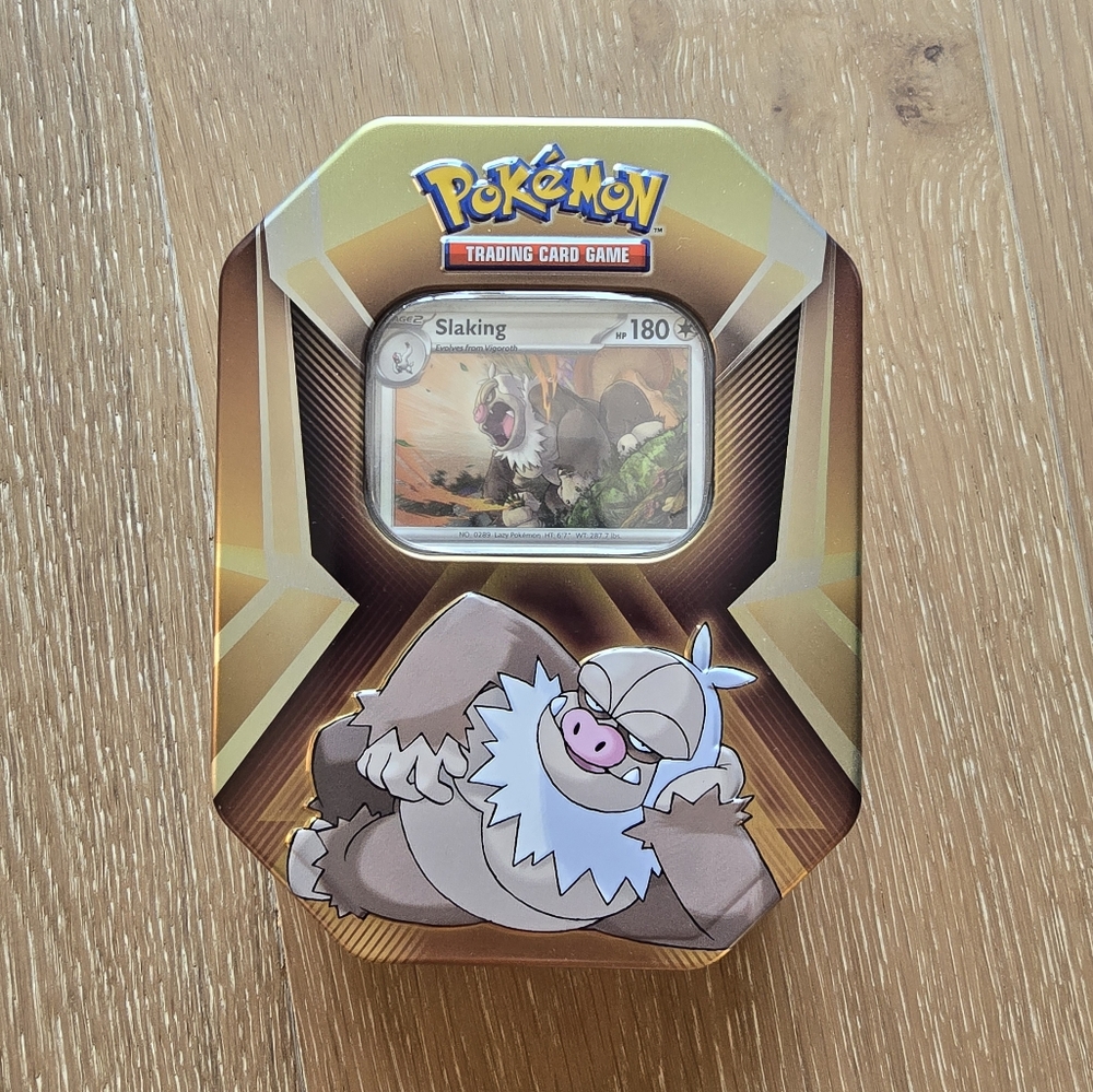 Triple Whammy Tin [Slaking] Tin Only + 3 shiny promo cards + code card for TCG